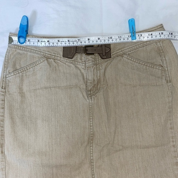 Women’s Vintage Ralph Lauren belted 100% cotton beige mini jean Skirt size 6 - Picture 7 of 13